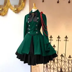 【CHA001070M】軍服ワンピース　グリーン