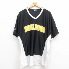 XL/古着 ラッセル 半袖 ビンテージ Tシャツ メンズ 00s ブルドッグス 大きいサイズ ツートンカラー Vネック 黒 ブラック ユニフォーム ゲーのサムネイル