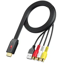 hdmi 3色端子 変換アダプタ RCAケーブル内蔵 60cm 切替でき Wii/PS1/PS2/N64などに対応 16:9/4:3 720P/1080P対応 変換器 PAL/NTSC対応 HDMI HDMI to 3色コードからHDMI to AV 変換コン