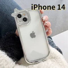 【SHOPS】iPhone14 スマホケース シルバー  銀 クリア リボン シンプル 軽量 耐衝撃 透明 おしゃれ シンプル E024