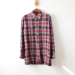 ポロ ラルフローレン レーヨンシャツ CUMBERLAND モーリシャス製 赤、グレー、黒系のチェック柄 S （w-2321029）