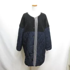 リアン LIEN ボア キルティング コート F 黒×ネイビー 中綿 ジャケット 裏地付き