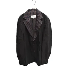 Martin Margiela 10 (マルタンマルジェラ) 21SS SINGLE BREASTED JACKET リネン地 裏地ストライプ テーラードジャケット ブラック S50BN0468 S53802のサムネイル