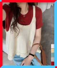 新品 ニットベスト レディース 編み Aライン ショート丈トップス ニットセーター 韓国ファッション