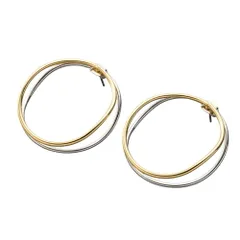 【ミックスゴールド×ピアス】[Cream dot. クリームドット公式] ピアス レディース  金属アレルギー ニッケルフリー バックキャッチ 2way 予備キャッチ サークル フープ ミックスカラー メタル 