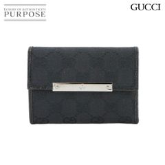 未使用 展示品 グッチ GUCCI GGキャンバス コンパクト 三つ折り 財布 レザー ブラック 131887 Compact Wallet 90287622