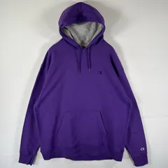 古着 チャンピオン Champion パーカー スウェット ワンポイントロゴ刺繍 大きいサイズ プルオーバー フーディ XXL  パープル メンズ
