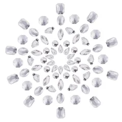 【ラスト1点】アクセサリーパーツ装飾材料 ジェリー用 手芸用 デコ素材 カボション 縫製フラットバック ラインストーン クリア アクリル 2穴 パーツ ビジュー 7種 約70個 PandaHall PH