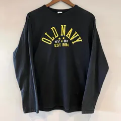 90's OLD NAVY オールドネイビー ロンTee Tシャツ 長袖カットソー  ブラック イエロー 黒 黄 メンズ Lサイズ