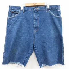 W40/古着 ディッキーズ Dickies ショート パンツ ショーツ メンズ ヒゲ 大きいサイズ コットン 紺 ネイビー デニム 25apr23 中古 ボトムス 