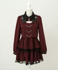 夢展望公式 [新品未使用] 十字架スタッズワンピース [ボルドー] 他カラー別ページ有 dearmylove ワンピース ブラウス・シャツワンピース（ミニ）　 535747-01