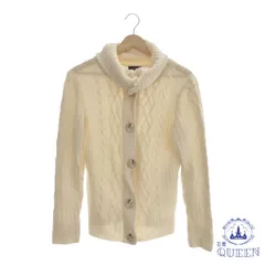 ☆美品☆ 7-Idconcept. セブンアイディコンセプト トップス ニット カーディガン オフタートルネック ケーブルニット レディース 大きいサイズ ホワイト 40 901-5145 送料無料 古着