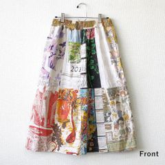 リメイク スカート ペナントクロス 総柄  ゴム 中古素材【UR-0719】