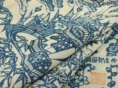 再お値下げ！本藍手挿し絵型染め単衣躾付き小紋着物