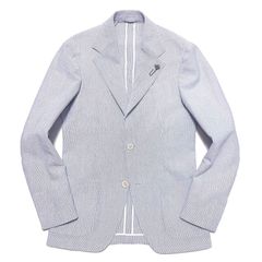 LARDINI ラルディーニ ジャケット メンズ / ROMA ストレッチ シアサッカー ストライプ シングル 2Bジャケット ホワイト X ブルー / イタリア ビジネス カジュアル ALJM56005