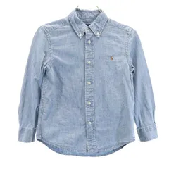 ラルフローレン シャンブレー 長袖ボタンダウンシャツ 4 RALPH LAUREN ロゴ刺繍 キッズ 【中古】  【230806】 メール便可