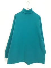 古着 90s USA製 Tultex 無地 ソリッド スーパー ウェイト タートルネック スウェット トレーナー ターコイズ XL 