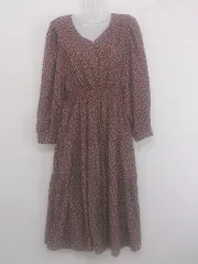 ◇ OLIVE des OLIVE オリーブ デ オリーブ 花柄 フラワー 長袖 ロング ワンピース サイズF ボルドー ベージュ レディース P  【中古】 【1211280002823】
