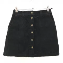 【美品】23区ゴルフ コーデュロイスカート 黒 フロントボタン レディース 58(XS) ゴルフウェア 23区
