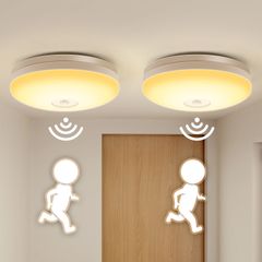 ICHIYO LED 人感センサー シーリングライト 小型 1100lm センサー 夜間ライト LED 照明器具 洗面所 トイレ キッチン 廊下 玄関 自動点灯 センサーライト工事不要 屋内 照明 シーリングライト 省エネ 長寿命 … (yellow-2個)