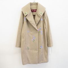 スーパービューティー 花モチーフ刺繍Aラインコート ライトベージュ 42 スーパービューティー 花モチーフ刺繍Aラインコート ライトベージュ 42