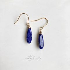 アガット ゴールドチェーン ラピスラズリ ロングピアス - メルカリ