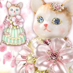 EX616 ルル・キャンディ(桜) サクラ 猫 ネコ 招き猫 ジュエリーボックス ピィアース 東京銀座PICALS 東京銀座ピカルス 可愛い ブランド おしゃれ プレゼント オブジェ 置物 誕生日プレゼント プロポーズ リングケース 商標登録済 mer12
