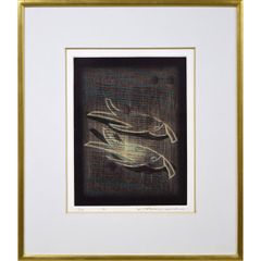 深沢　幸雄「泳ぐ人」銅版画・限定品サイン入 日本版画協会理事長 多摩美術大学名誉教授 状態良好 真作保証 小竹美術