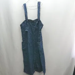 ◇ Θ SM2 サマンサ モスモス 綿麻混合 サロペット風 ロング ワンピース サイズF ブルー レディース E  【1502180020285】