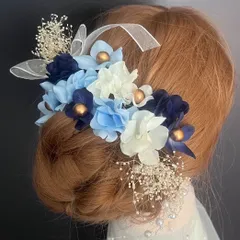 髪飾り 結婚式 成人式 和装 卒業式 ウエディング ha190 白　ブルー　紺