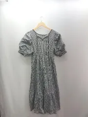 ◇ ⊂ rps アールピーエス ギンガムチェック 半袖 ロング ワンピース サイズF ブラック ホワイト レディース E  【1502060017886】