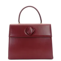 カルティエ Cartier マストライン ハンドバッグ レザー ボルドー ヴィンテージ ゴールド金具 7-6-435