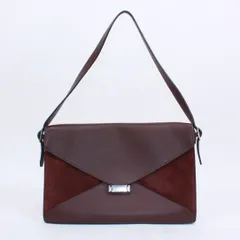 CELINE クラッチバッグ レザー×スエード ブラウン ショルダーバッグ シルバー 171953