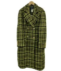 レコパン カシミヤ混ロゴワッペン付チェック柄コート1/Pコート系