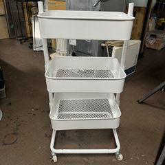 【中古】キャスター付きワゴン　ホワイト