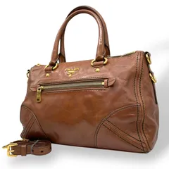 PRADA　プラダ　2WAYショルダーバッグ　ボストン　BL0639　レザー　茶 PRADAプラダ2WAYショルダーバッグボストンBL0639レザー茶