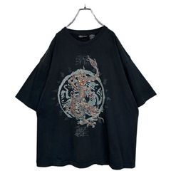 半袖Tシャツ 英字 女性 ストリート ロック 奇抜 アート Y2K 黒 XL 