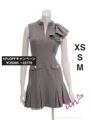 チャコールグレーAOC-3818 [AOC3818-CGY-2506]【an /アン】フロントジップ/ フリルショルダー/ シンプル/ ポケットデザイン/ プリーツ/ フレア/ ノースリーブ/ ミニドレス/ キャバドレス/ ディアバイローブドフルール