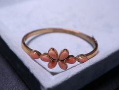 ヴィンテージ バングル ブレスレット インレイ 象嵌 シルバー925 お花 