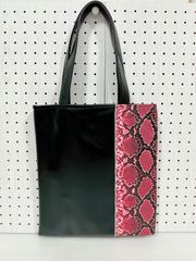 ハンドメイド＊薄型肩掛けトートバッグ パイソン 赤(832)