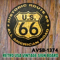 ルート66 アメ車 ハーレー バイク アメリカン雑貨  ブリキ看板 アメリカ雑貨 アメカジ ヴィンテージ サインプレート サインボード 壁掛け おしゃれな アンティーク風 ビンテージ  ガレージ;AVSB-1374