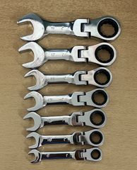 ミニ首振り◇ラチェットレンチ☆8、10、12、13、14、15、17、19ｍｍ◇7点セット　　72ギア