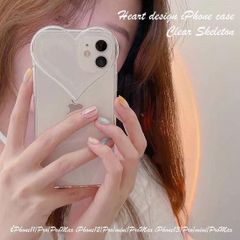 iPhoneケース iPhone12 iPhone7 8 iPhoneSE XR X/XS アイホン アイフォン 携帯 スマホ ケース カバー ハート クリア 透明 おしゃれ かわいい 323