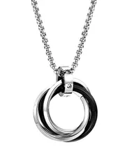 【新着商品】メンズ ペンダント ダブルリング ３連リング シンプル ステンレス ネックレス アクセサリー シルバー ブルー ブラック ゴールド [YAHANE] トップ ジュエリー アレルギーフリー 防水