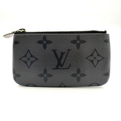 LOUIS VUITTON ポシェットクレ モノグラム エクリプス バイカラー PVC グレー×ブラック コインケース シルバー M80905