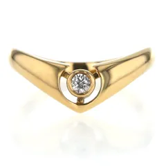 K18YG イエローゴールド リング ダイヤモンド 0.10ct 一粒 V字 デザイン 指輪 11.5号【新品仕上済】【zz】【中古】