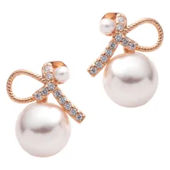 【ピンクゴールド×ピアス】[Cream dot. クリームドット公式] ピアス レディース  金属アレルギー ニッケルフリー キュービックジルコニア ビジュー パール ノット 結び目 大人