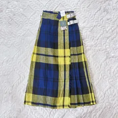 新品未使用 O'Neill of DUBLIN オニールオブダブリン SHIPS別注 リネン100% キルトスカート 巻きスカート チェック柄 91丈 イエロー/ネイビー 8