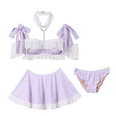 夢展望公式 [新品未使用] ６ＷＡＹハートチョーカー水着 [パープル] 他カラー別ページ有 dearmylove 水着 水着 534282-05