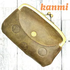 【手仕事の温もり感じる✨】　Kanmi カンミ　がま口財布 キャンディシリーズ 水玉 ドット 本革 レザー 小銭入れ レディース　カーキのサムネイル